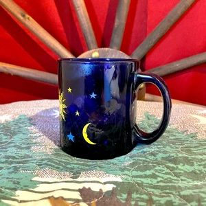 Libbey Cobalt Blue Celestial Moon Sun Stars Mugs
